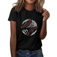 thumbnail image 2 of Tittly T Shirts for Women Tshirts Shirts Women's Fashion Casual Baseball Print Short Sleeve Top T Shirt Summer Tops Graphic Tees Black L, 2 of 4