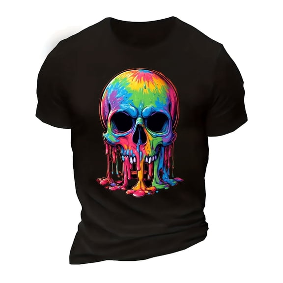 Colorful Melting Skull T-Shirt Trippy Psychedelic Gothic Graphic Tee for Men Women
