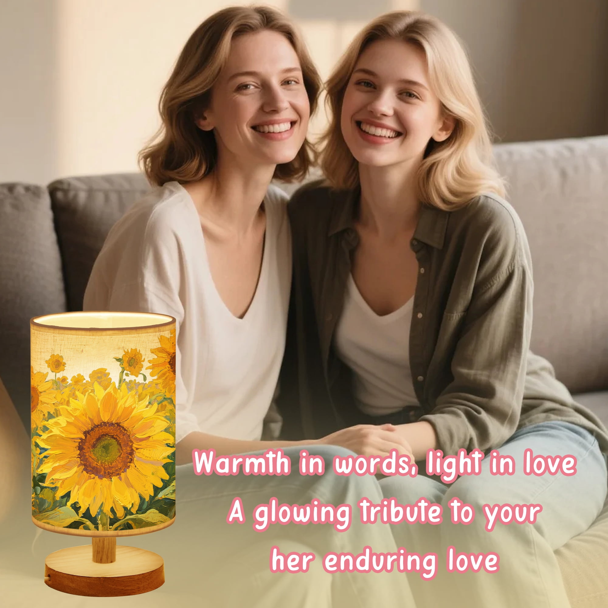 Sunflower Table Lamp - USB Adjustable Brightness Night Light, Ideal Mother’s Day Christmas Birthday Gifts for Women Mom Grandma Teacher, Bedroom Desk Decor