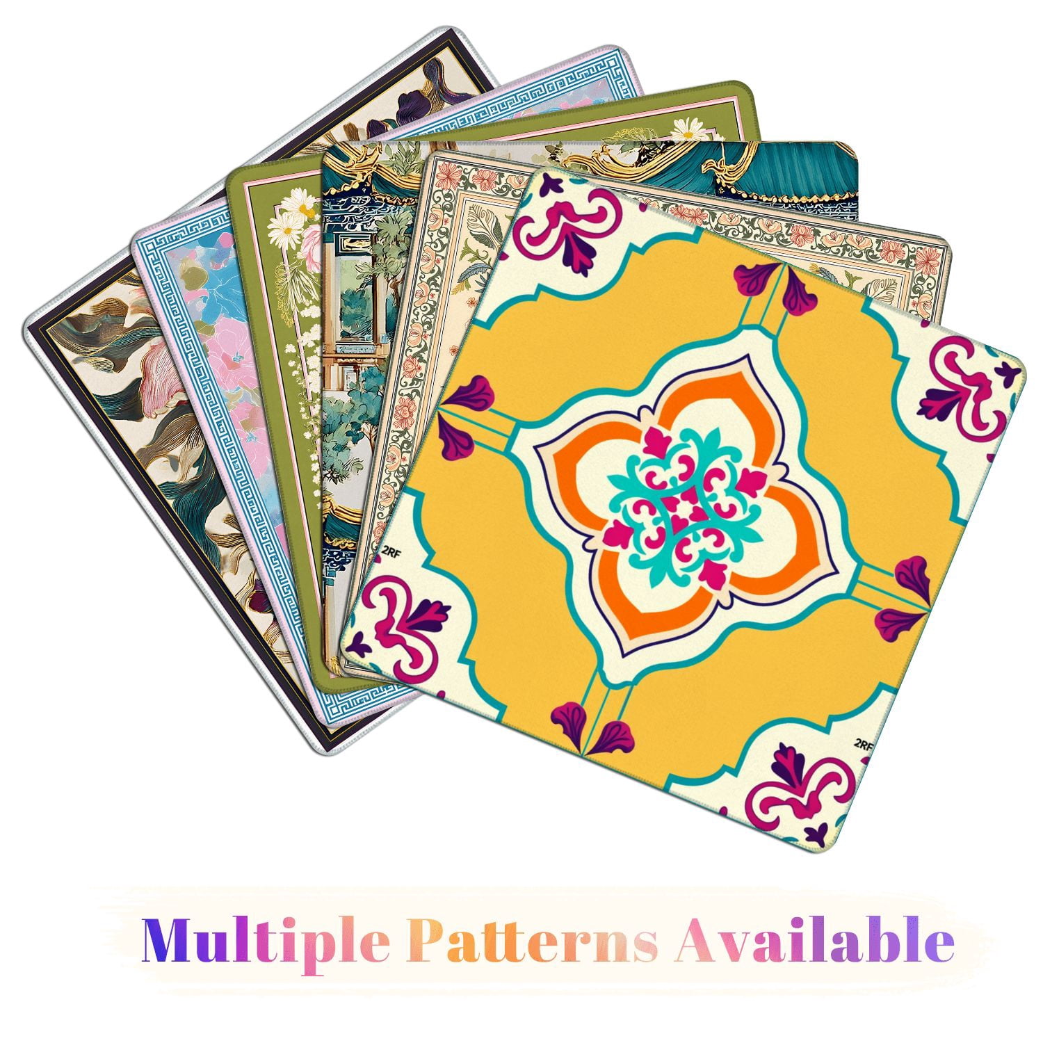 Mahjong Mat 31.5" x 31.5" Ornamental Moroccan Tile Teal Orange Magenta Floral Geometric Motif Non-Slip Noise Reduction American Mahjong Tiles Table Cover for Dominoes Poker Card Board Games Gift