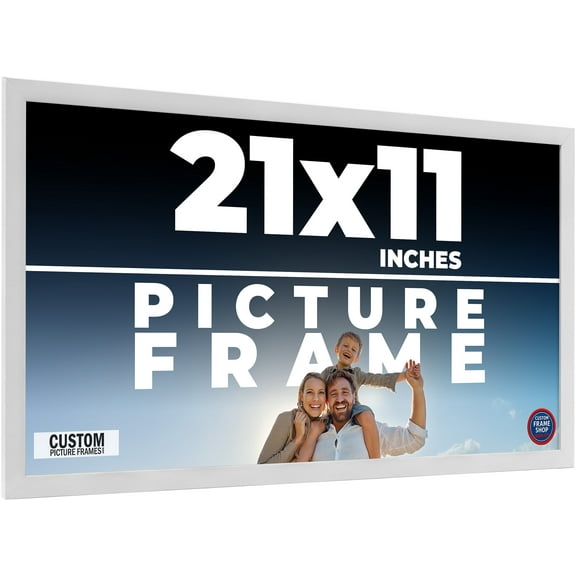21x11 Frame White Solid Wood Picture Frame Includes UV Acrylic Shatter Guard Front, Acid Free Foam
