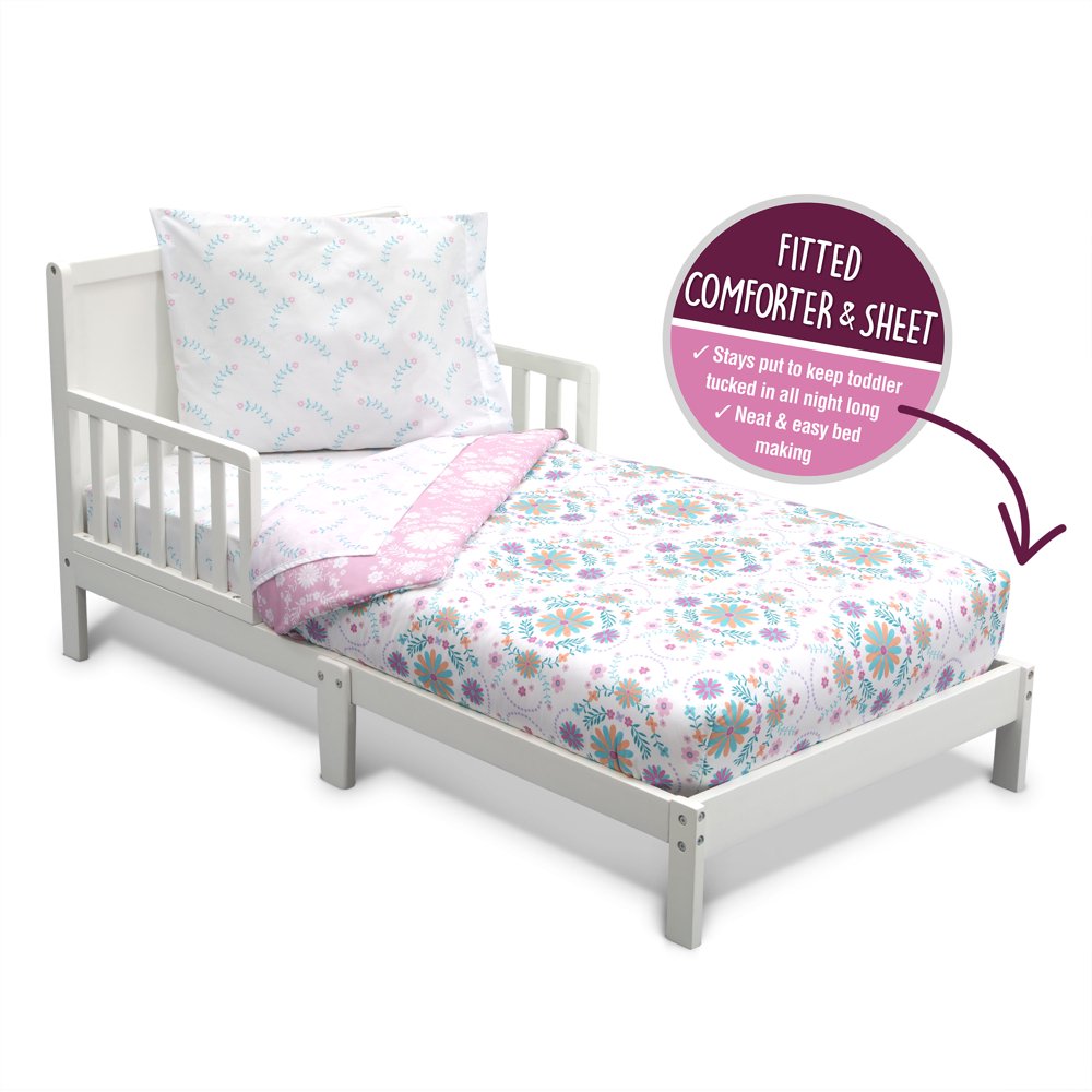 Delta Children Toddler Bedding Set Girls 4 Piece Collection Fitted