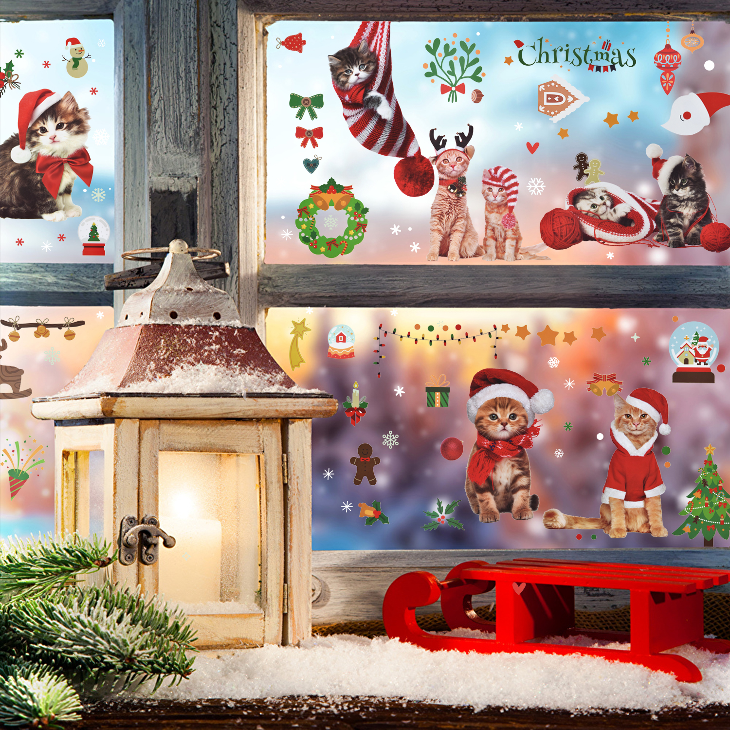 Coolmade 8 Sheet Christmas Window Clings Wall Sticker, by Coolmade, Size: 7.9 in