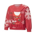 thumbnail image 3 of Pullovers à Manches Longues avec Imprimé Verre de Vin pour Femmes en Noël, 3 of 9