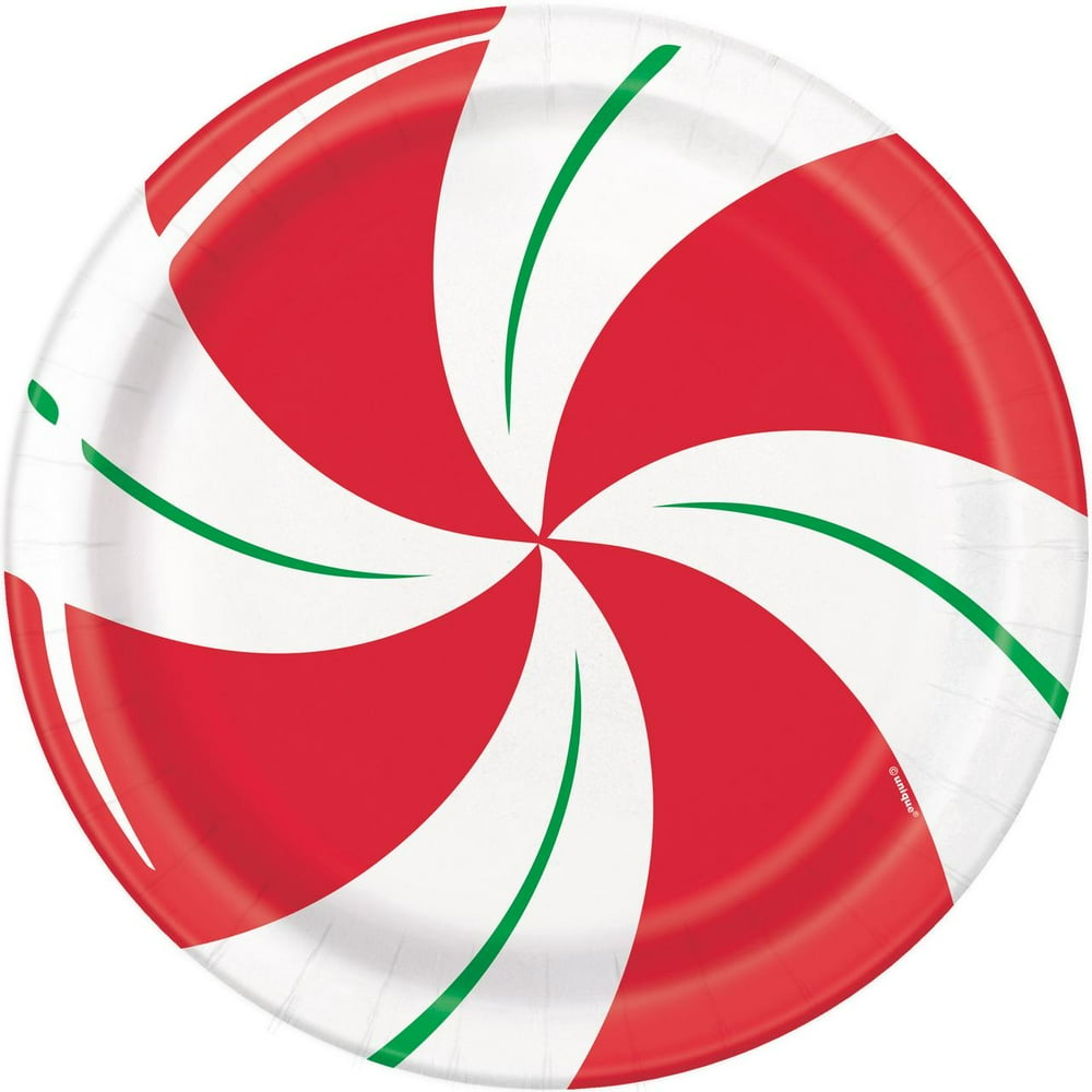 Peppermint Christmas Paper Dinner Plates, 9 in, 8 Count