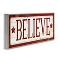 thumbnail image 3 of Stupell Industries Believe Red Christmas Phrase Holiday Painting Gray Framed Art Print Wall Art, 30 x 13, 3 of 9