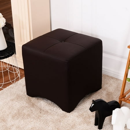 Costway PU Leather Square Cube Ottoman FootStool Rest Seating Home Furniture Brown New