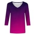 thumbnail image 6 of Tqcoqu Women's V Neck Tunic Tops,3/4 Sleeve Gradient Print Casual Loose Daily Wear Tops,Purple Women's S-XXL, 6 of 6