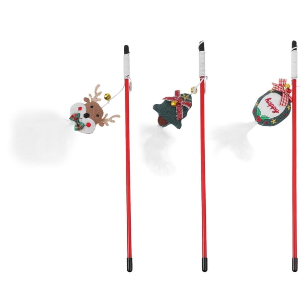 GOOHOCHY 3 Juguetes para gatos con temática navideña, palitos interactivos para jugar a las travesuras.