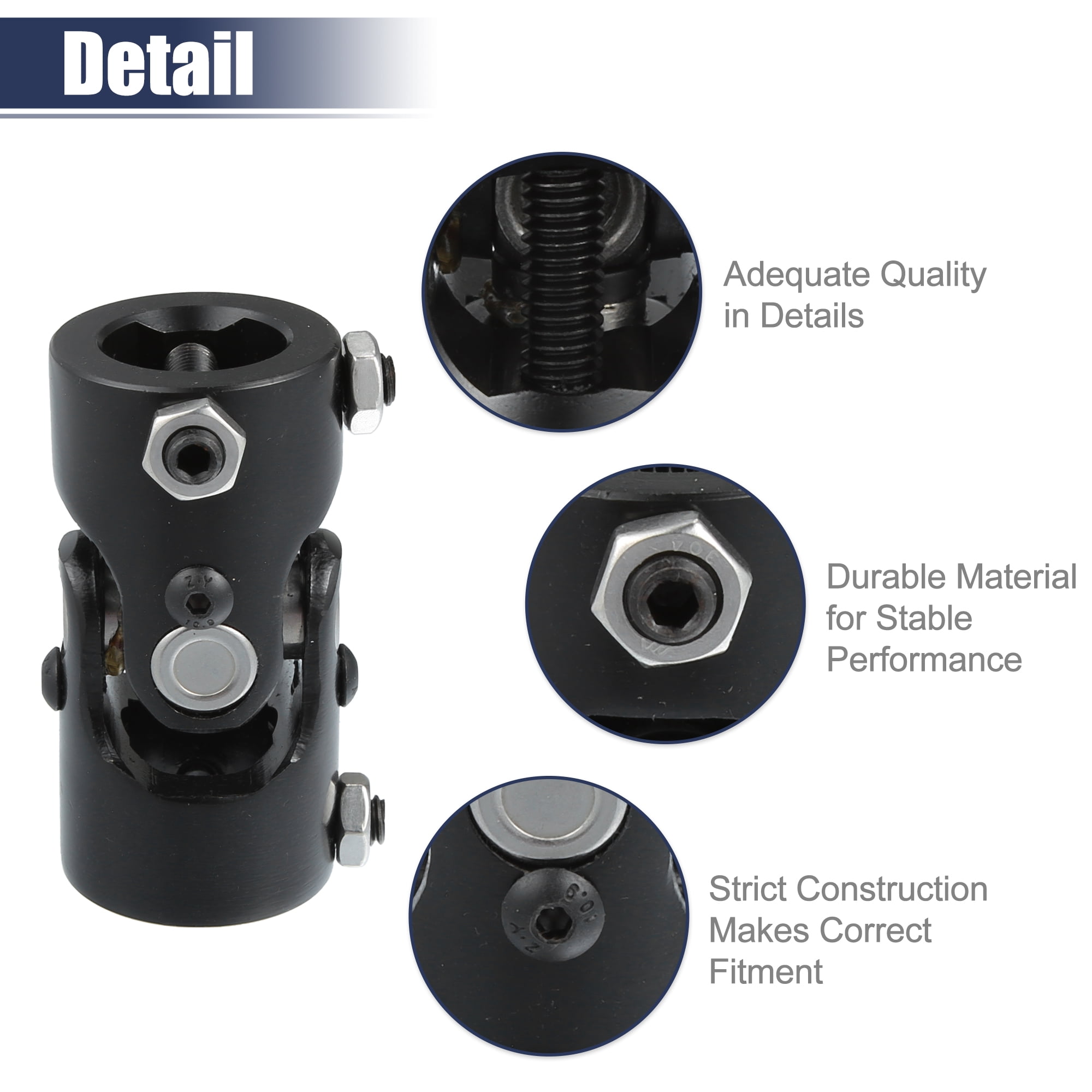 Unique Bargains 1 Pcs Universal 1" DDx1" DD Steering U-Joint Coupler Replacement Black