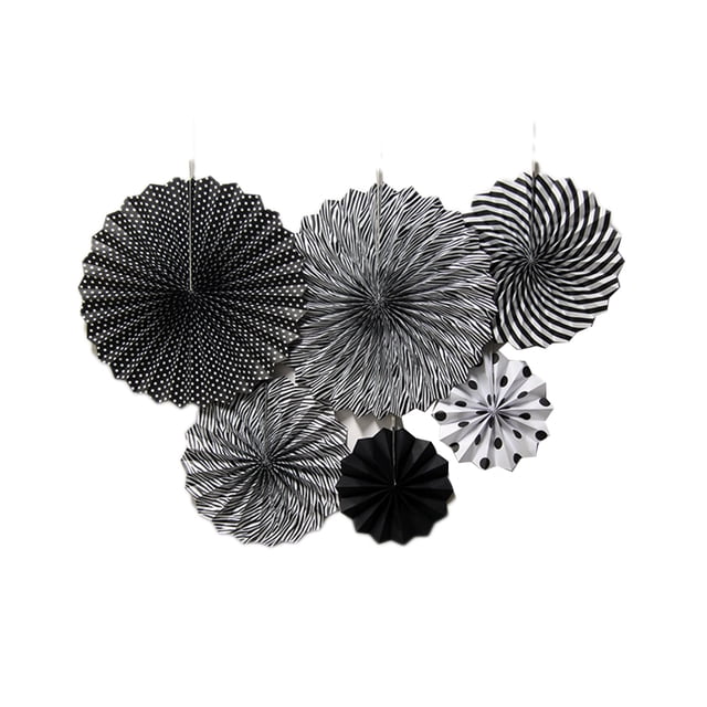 Naiovety 6 unids/set abanico plegable de papel decoración de fiesta en casa de una sola capa abanico de flores plegable DIY Kits de decoración para fiestas once