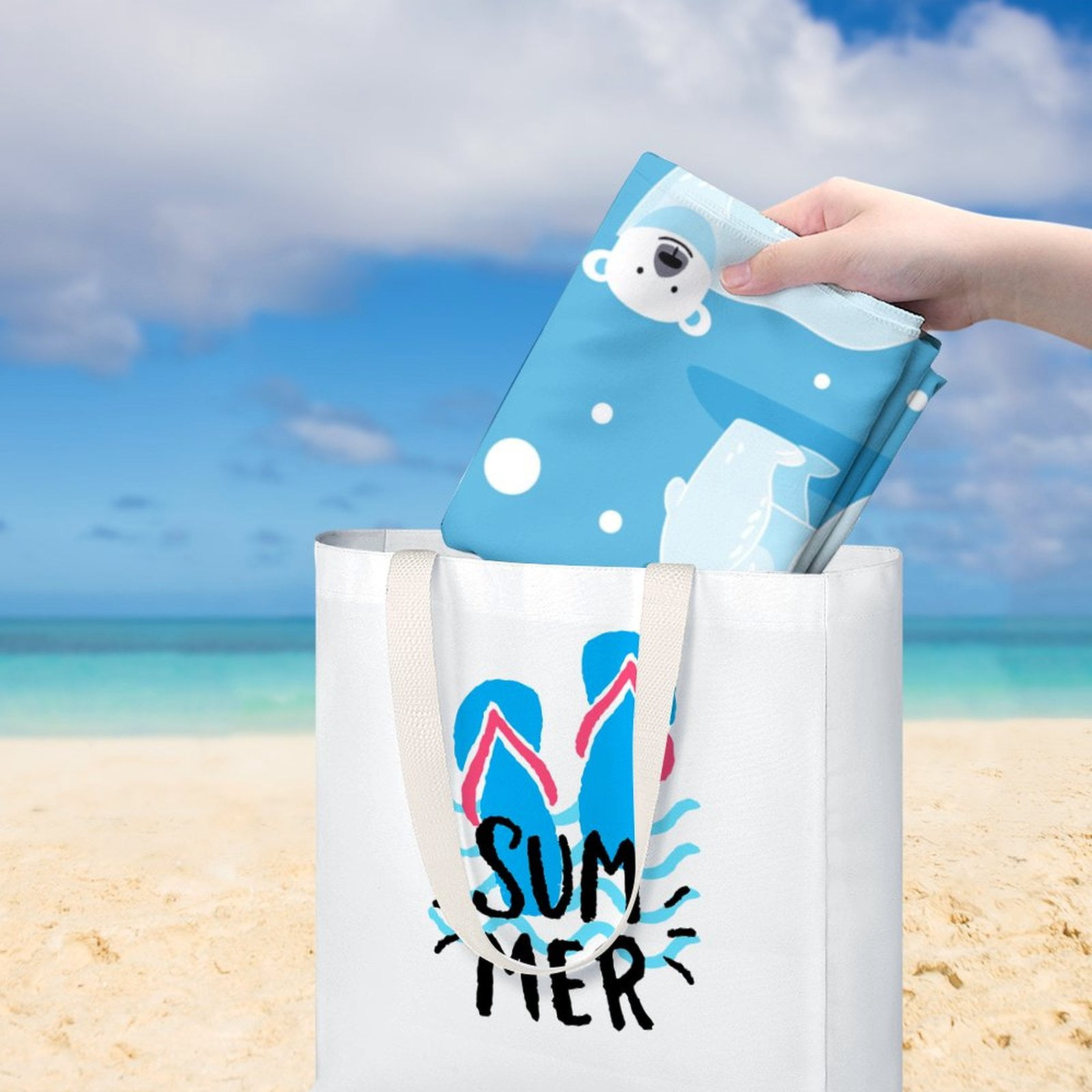 Cute Polar Bear Beach Towel – with A Unique Design, Extra Large,XL (32”x 63”) for Kids & Adults