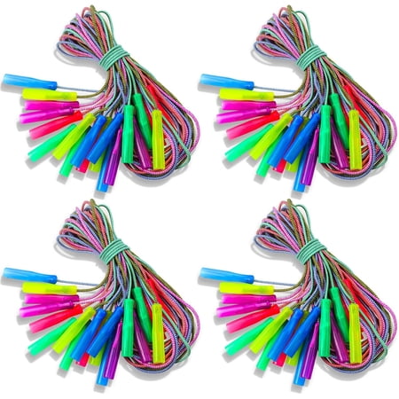 Lsupdaol 10 Pcs Rainbow Jump Rope Bulk Gift for Kids 7.8ft Nylon Stripe Ropes with Handle Adjustable Colorful Party Favor Christmas Item Gift Outdoor Exercise Fitness (Multicolor)