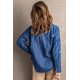 thumbnail image 1 of ABPHQTO Camisa vaquera de mujer de manga larga con botones y cuello vuelto azul, 1 of 5
