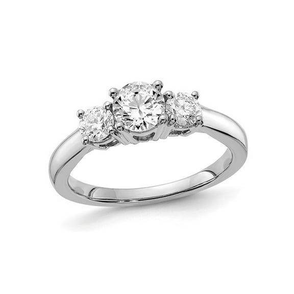 1.50 Carat (Ctw Color SI1-SI2, G-H-I) Lab Grown Diamond Three Stone Ring in 14K White Gold
