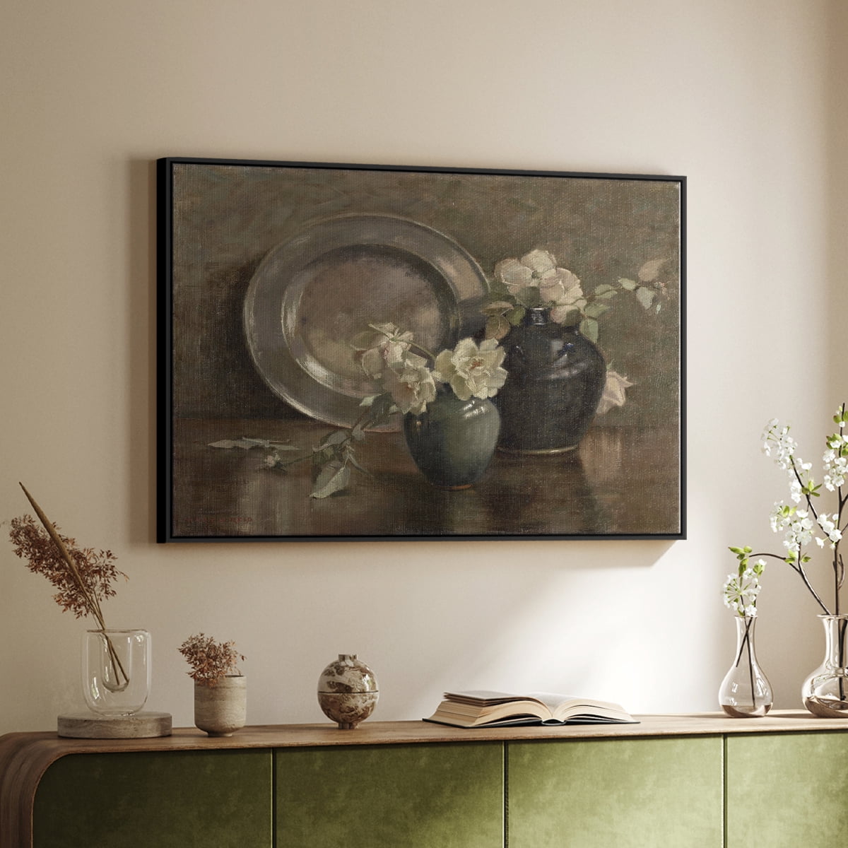 Vintage Botanical Print-XXXIV By Wexford Home Framed in Black Wood Gallery Wrapped Canvas 17 in. x 25 in.