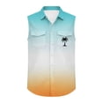 thumbnail image 4 of CONZONE Men's Sleeveless Buttons Down Shirts Plus Size Shirts for Men Trendy Hawaii Graphic Lapel Soft Lightweight Summer Tops, 4 of 4