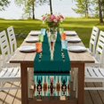 thumbnail image 4 of Green Southwestern Table Runner 36 Inches Long for Dining Tables, Boho Ethnic Geometric Retro Cotton Linen Table Runner Coffee Tablerunners Dresser for Kitchen Party Holiday Decorations 13"x36", 4 of 9