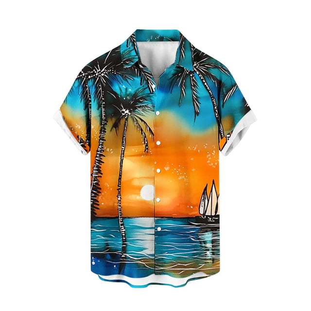 Camisetas de Lino para Hombres Vintage Bowling Manga Corta Cuello Cubano, Retro Playa Y Verano Hombre Manga Corta Botón Abajo Camisetas