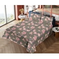 thumbnail image 4 of Ambesonne Lily Flowers Fitted & Flat Sheet with Shams 4 Pcs Set, Fantasy Floral Retro, Calking, Indigo Pastel Pink, 4 of 5