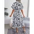 thumbnail image 3 of Yesfashion Women's Spring and Summer Printed Button Up Belted Midi Dress Short Sleeve Collar Shirt Dresses, 3 of 7
