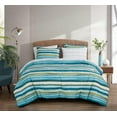thumbnail image 2 of Chezmoi Collection Marvin 7-Piece Coastal Lodge Bed in a Bag Queen Comforter Set, Green Blue White Striped Printed Microfiber Bedding Set, 2 of 9