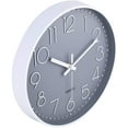 thumbnail image 3 of Modern Hanging Clock, 30cm Wide Decorative Silent No Dripping Indoor Quartz Circular Hanging Clock Non-Life Kitchen Office Shell - White Frame Gray Background, 3 of 5