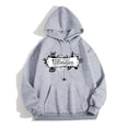 thumbnail image 1 of MKLEKYY Pull Bleu Clair pour Femmes Imprimé Alphabet Mode Cool Automne Hiver Manches Longues Pull à Capuche avec Cordon, 1 of 1