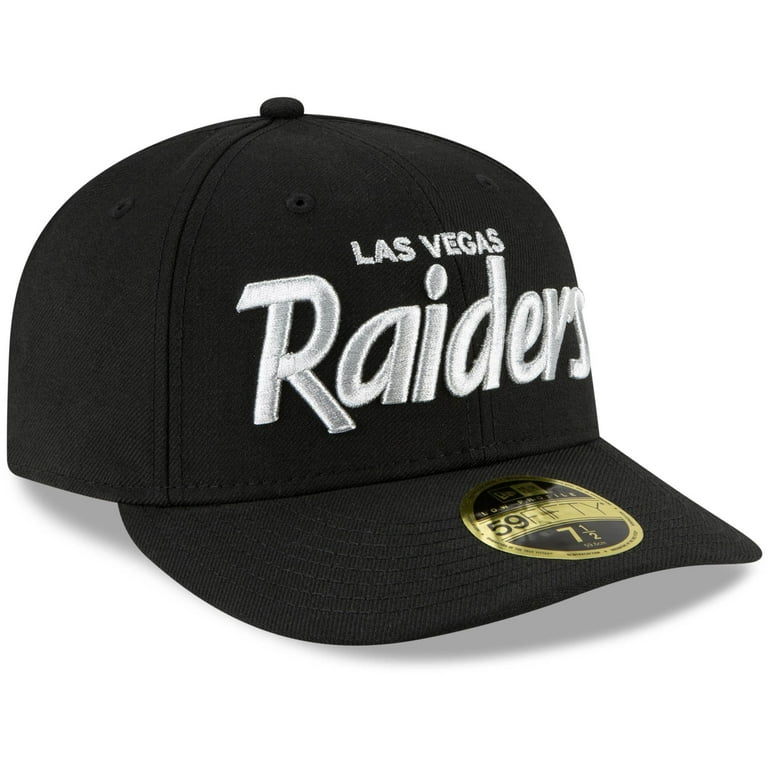Men's New Era Black Las Vegas Raiders Omaha Script Low Profile 59FIFTY Fitted Hat