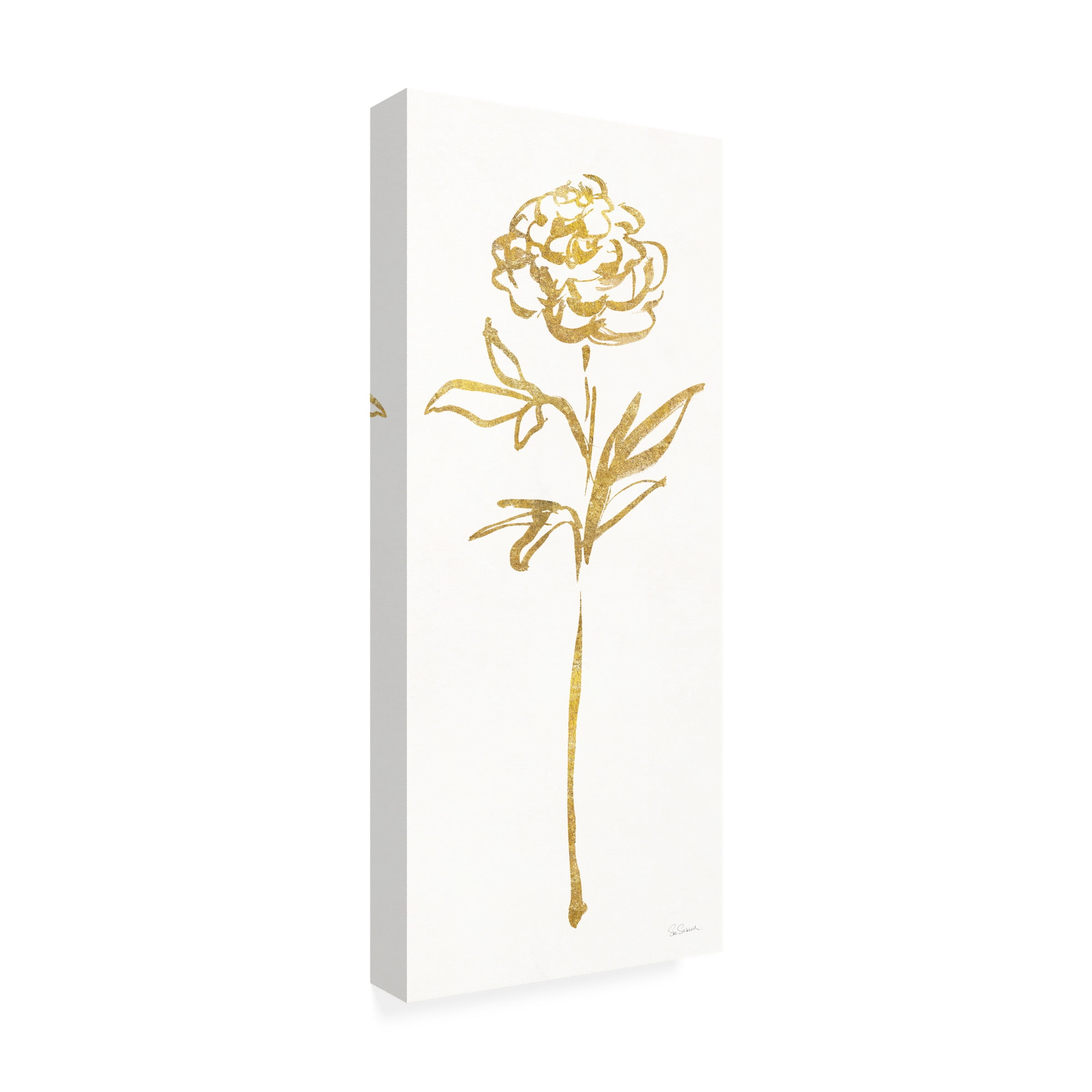 Sue Schlabach 'Floral Line II White Gold' Canvas Art