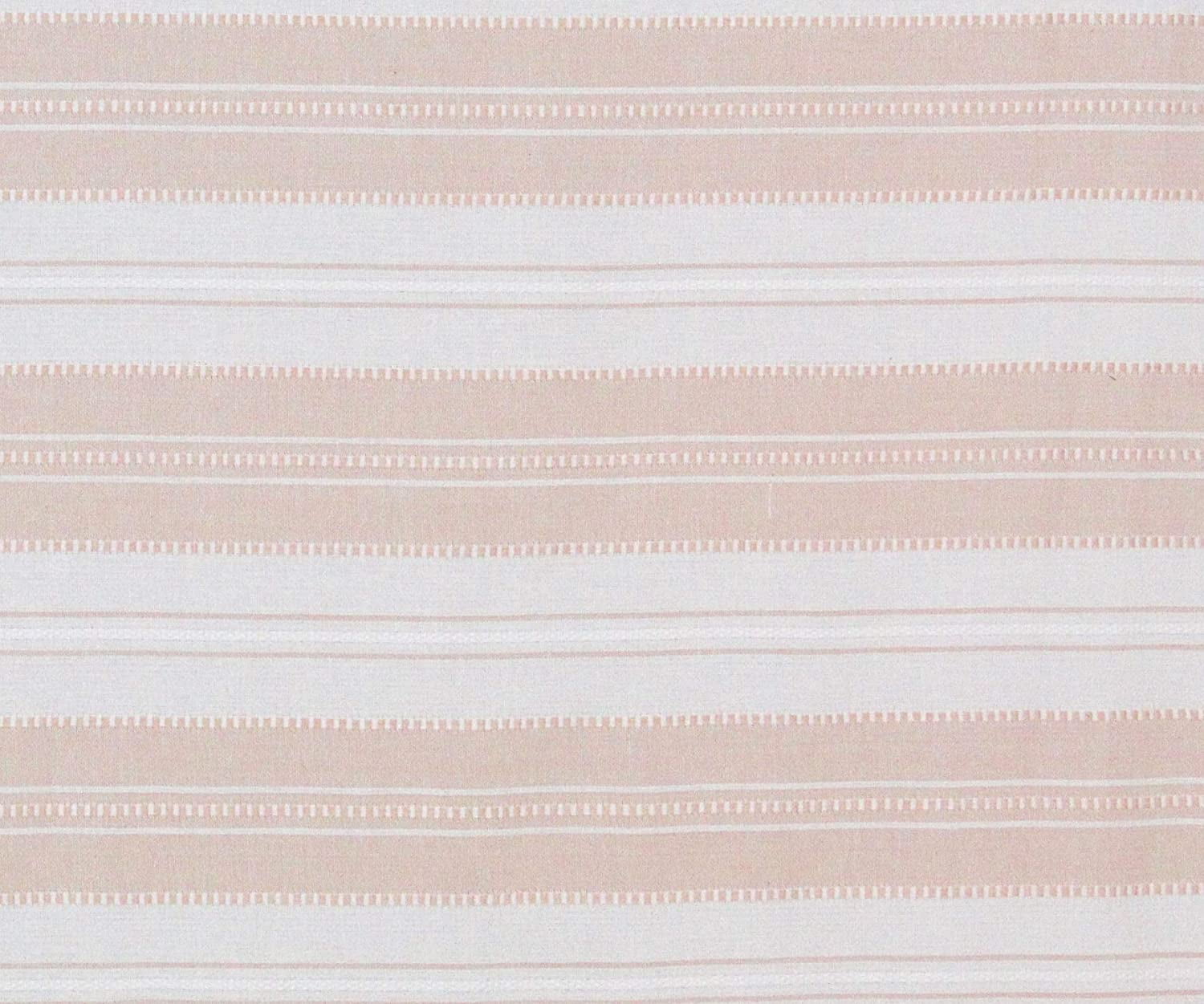 Serafina Home Light Pink White Fabric Shower Curtain: Cotton Rich Striped with Detailed Decorative Weave