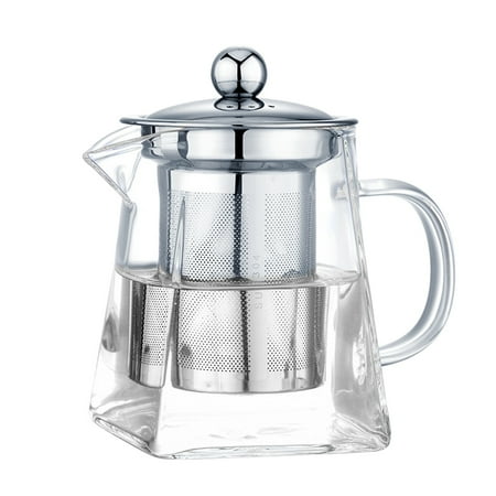 

Hanyhaptglass Teapot with Infuser/Removable Steel Strainer Tea Maker 750Ml Kettle for Loose Tea (Pink)