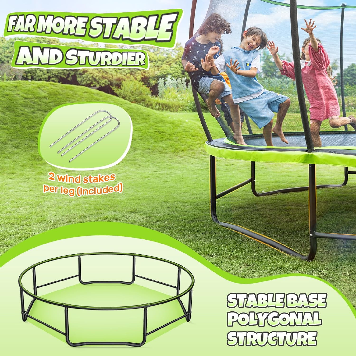 BCAN 16FT Recreational Trampoline with Enclosure for Kids Adults, Outdoor Trampolines with Ladder for Kids