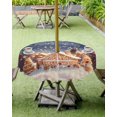 thumbnail image 2 of Christmas Tablecloth with Umbrella Hole and Zipper Gingerbread House Rectangle Outdoor Tablecloths 52x70 Table Cloths Shining Snowy Patio Table Cloth Cover for Holiday Party Yard Garden Cafe, 2 of 5