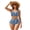 Blue Rose Flower, variant on Boho Mandala Flower Print Womens Drawstring Tummy Control Swimsuits Bikini Sets for Women Two Pieces Bathing Suit Beachwear with Removable Pad, 3XL