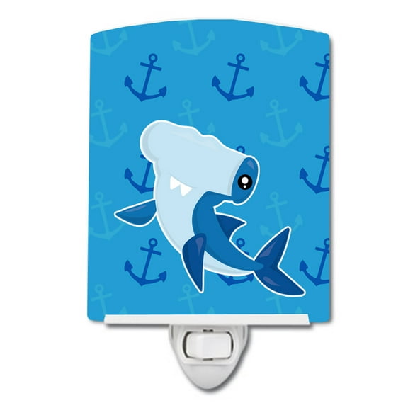 Caroline's Treasures BB6941CNL Hammerhead Shark on Anchors Ceramic Night Light, 6x4x3", multicolor