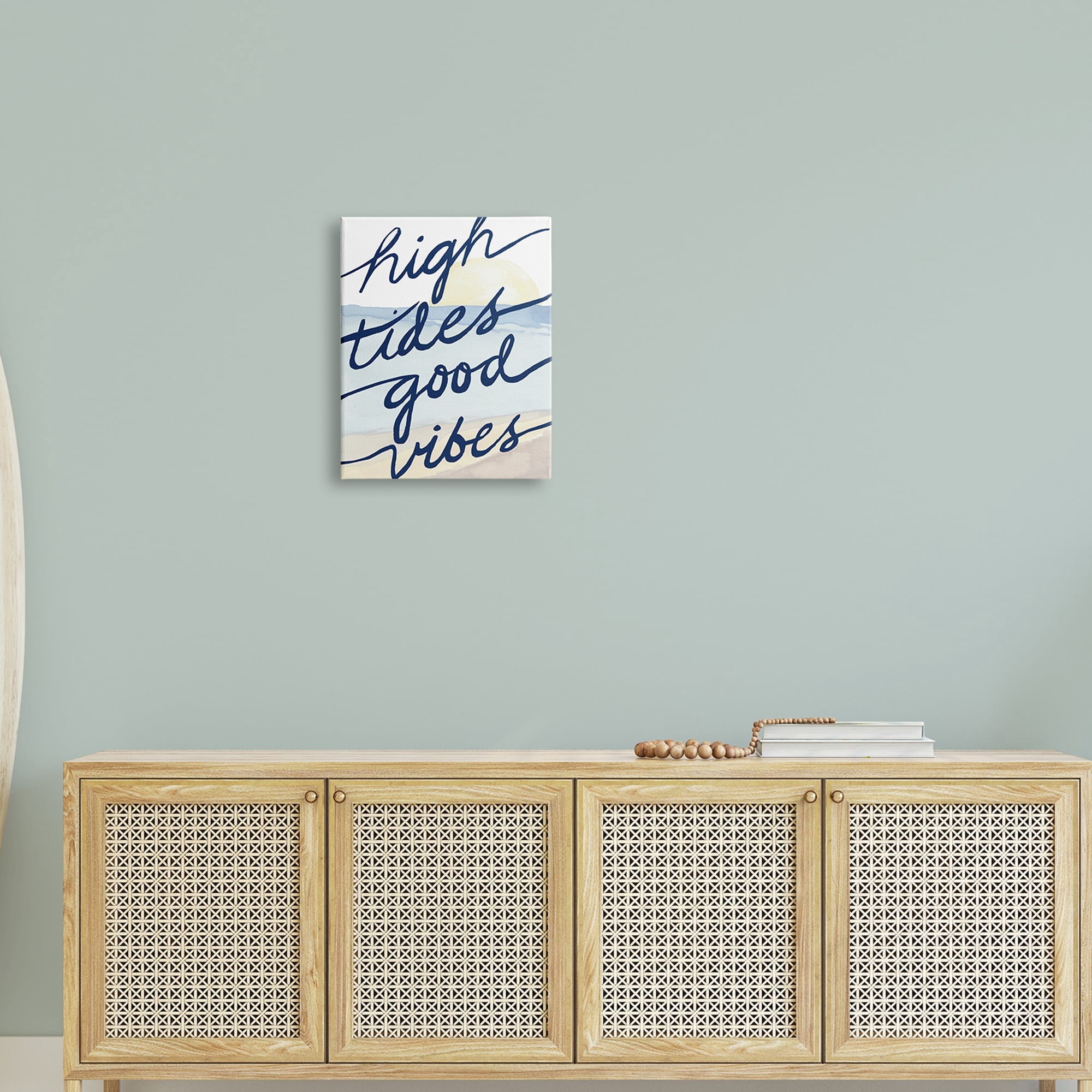 Stupell Industries High Tides Good Vibes Beach Scenery Viewpoint Painting,16 x 20, Design by Elizabeth Medley
