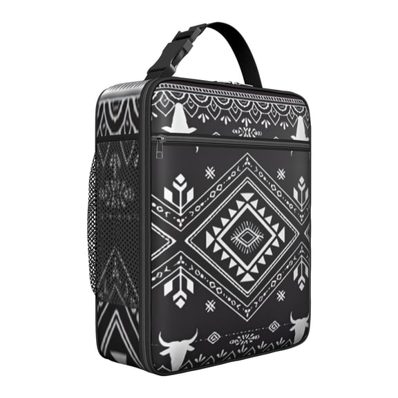 Portable Bohemian Lunch Box Tote, Waterproof and Insulated for School or Work Meals