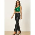 thumbnail image 4 of DARING DIVA Women's Metallic Cropped Top One Shoulder Blouse XL Green, 4 of 6