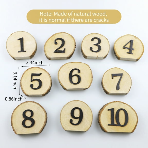 1-10 Wooden Table Number Rustic Party Wedding Decoration Number Blocks for Wedding Reception and Table Decorations