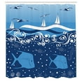 thumbnail image 3 of Ambesonne Nautical Shower Curtain, Underwater Life Sail, 69"Wx84"L, Blue White, 3 of 5