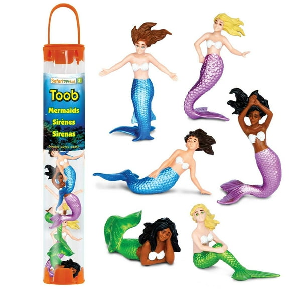 Safari Ltd. Mermaids TOOB - 6 Pieces Fantastical Miniature Figurine Set - Toy for Boys, Girls & Kids Ages 3 