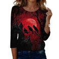 thumbnail image 2 of Domuza Halloween Shirts for Women Fall Casual Round Neck Three-Quarter Sleeve T Shirts Horror Novelty Print Retro Tops Halloween Costumes-H 2XL, 2 of 6
