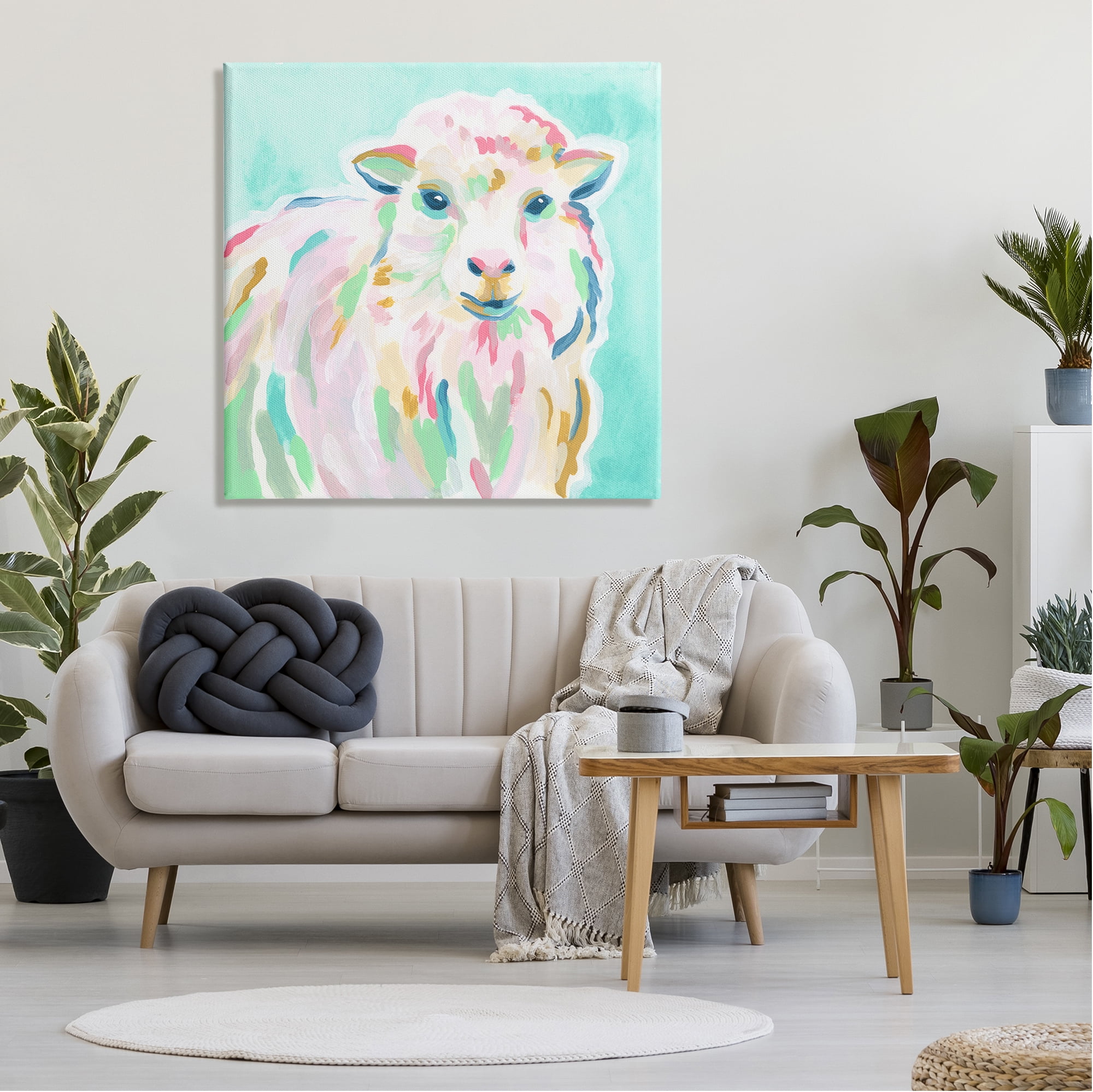 Stupell Industries Pastel Sheep Painting Animals & Insects Painting Gallery Wrapped Canvas Print Wall Art, 36 x 36