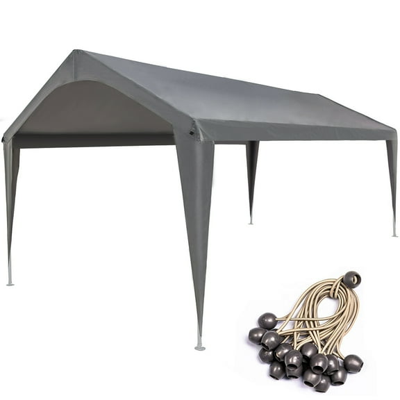 Bibana 10x20 Feet Carport Replacement Top Canopy Cover with Fabric Pole Skirts and Accessories for Car Garage Shelter Tent, Dark Grey(Only Top Cover)