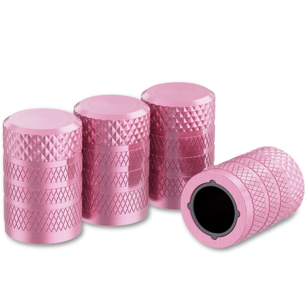 Tapones para válvulas de neumáticos CKAuto, aluminio anodizado rosa, 4 unidades