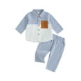 thumbnail image 1 of SUNSIOM 2Pcs Baby Boy Fall Outfits Long Sleeve Contrast Color Shirt + Pants Set Toddler Clothes, 1 of 9