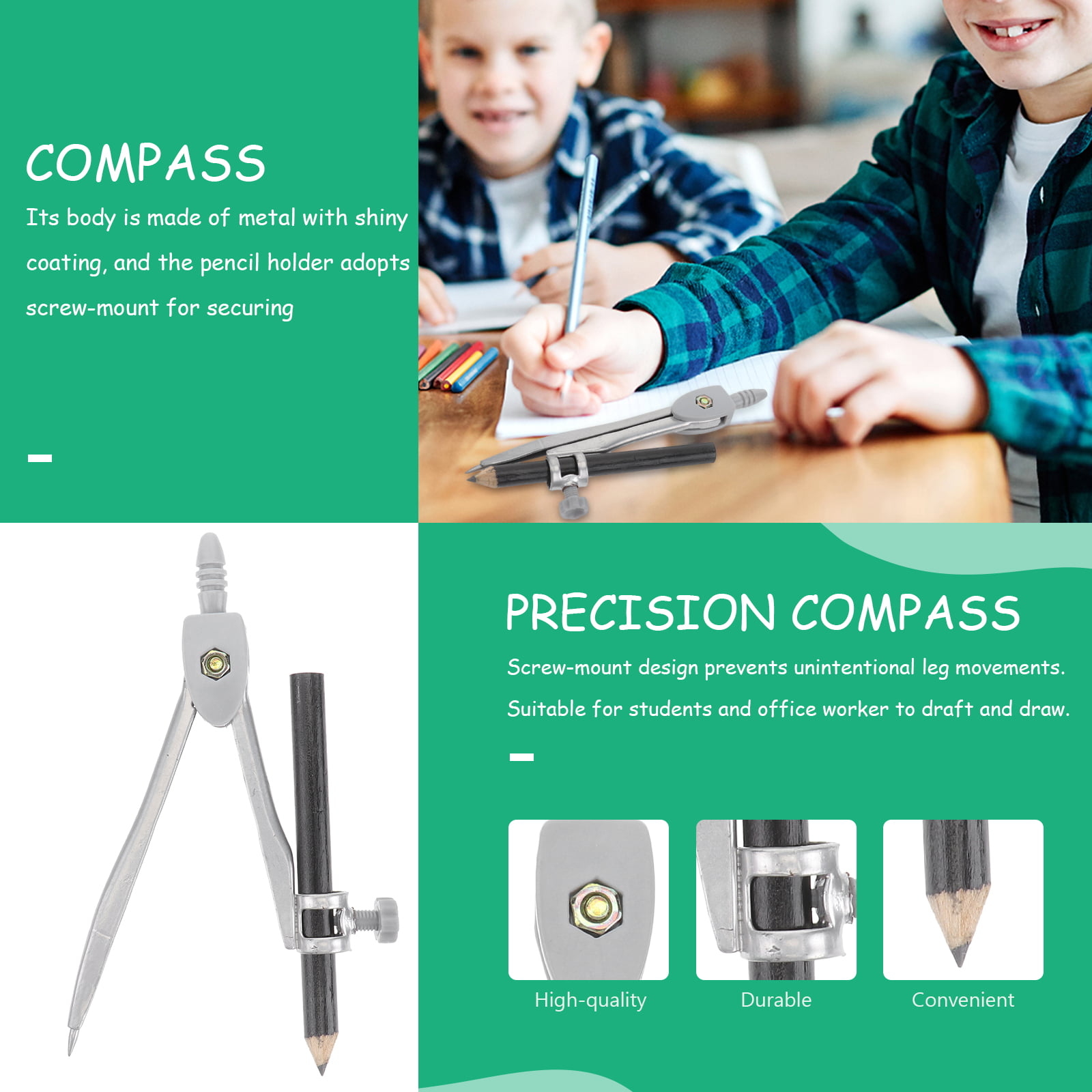  Pencils Compass with Pencil Holder Compass for