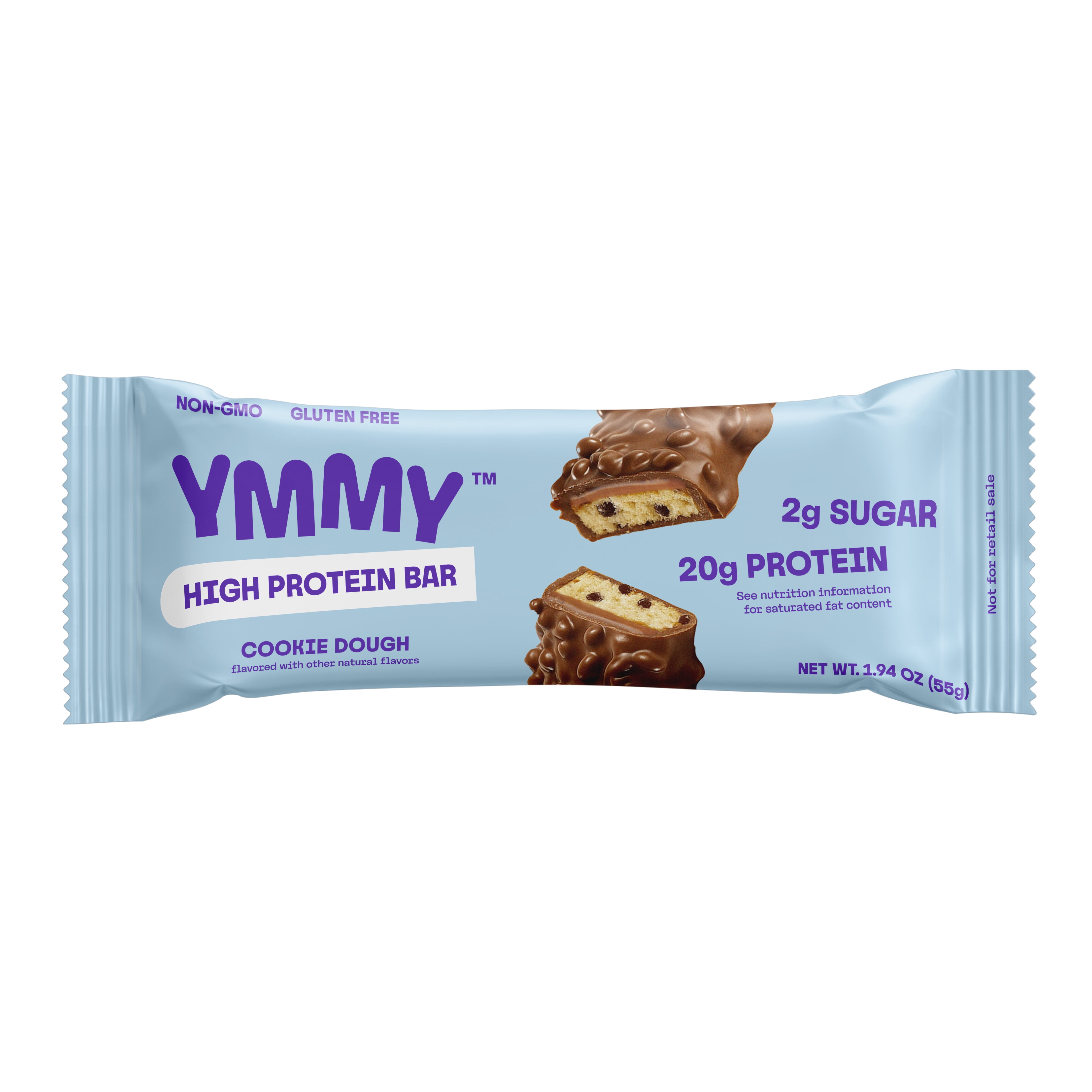 YMMY Cookie Dough High Protein Bar, Gluten-Free, 1.94 oz, 4 Pack