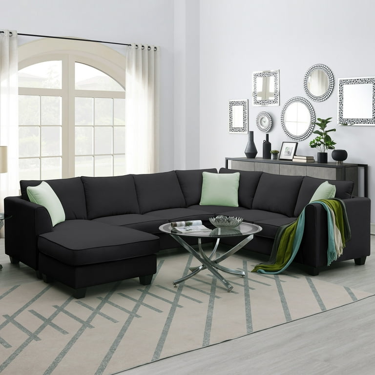 Black couch l shape discount